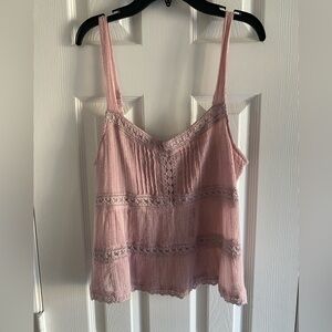 NWT Live 4 Truth Women's 100% cotton pink lace-trim cami Tank- top Size Large